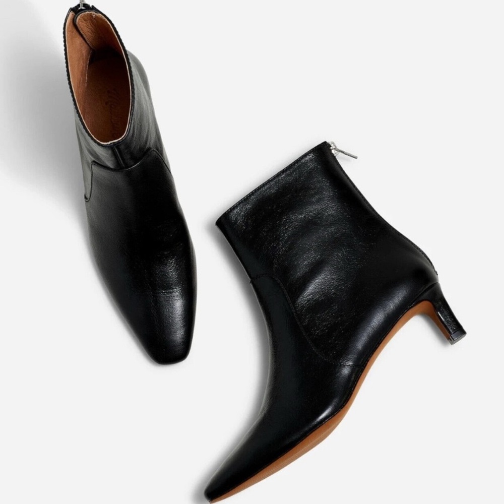 Madewell The Dimes Kitten-Heel Boot in True Black, Size 7